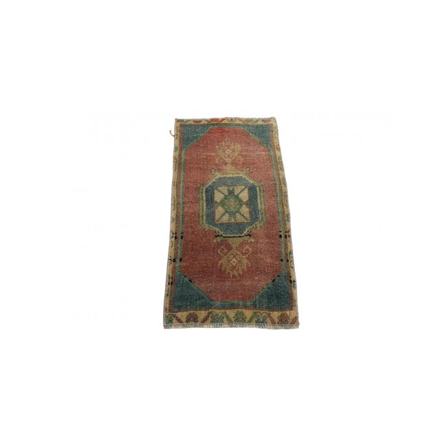 Handknotted Vintage decorative mini wool rug from Konya region of Tukey. Approximatelly 45-55 years old. In very good...