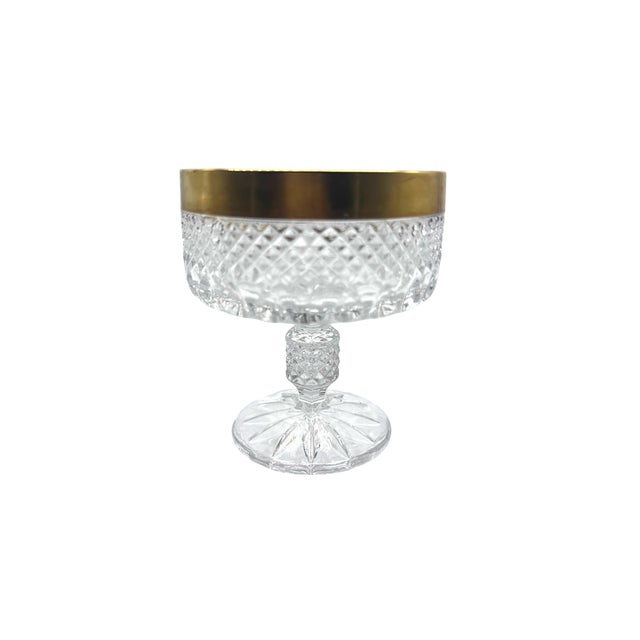 Set of four vintage Annahütte Bleikristall cut lead crystal champagne coupe or cocktail glasses, manufactured in Germany....