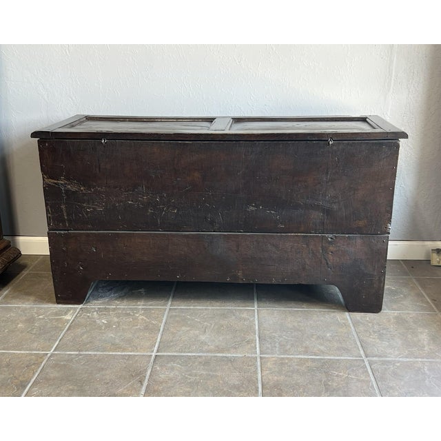 Wood Antique French Oak Inlaid Blanket Trunk With Heart & Dove Motifs For Sale - Image 7 of 9