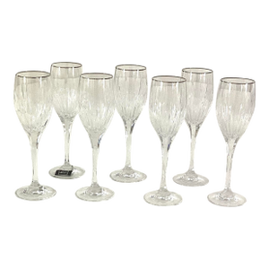 1990s Mikasa “Arctic Lights Platinum” Wine Glasses- Set of 8