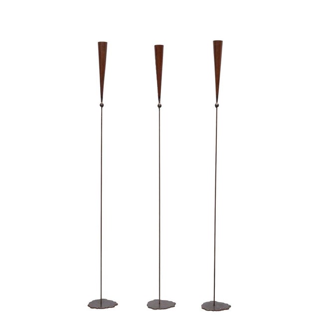 Goldenrod Brutalist Handmade Brass Torchères by Pieter Spruyt, 1980s, Set of 3 For Sale - Image 8 of 8