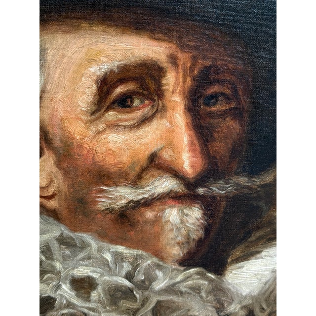 Wood Antique Oil Painting After Frans Hals Portrait of Gentleman, Signed A. Hiller For Sale - Image 7 of 14