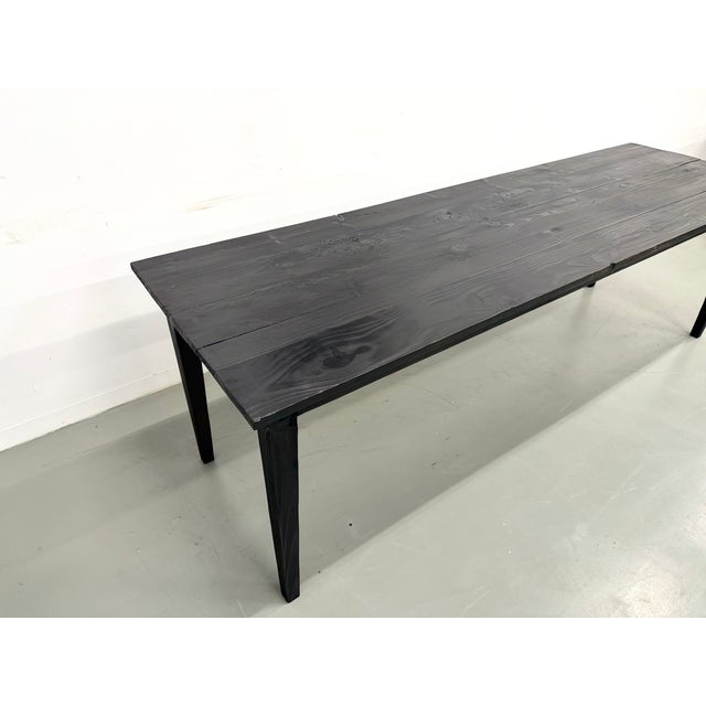 1950s Large Farmhouse Shou Sugi Ban Table in Burnt Wood, 1950s For Sale - Image 5 of 18
