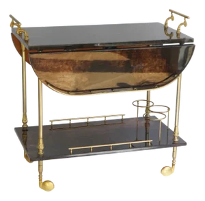 Lacquered Goatskin Bar Cart by Aldo Tura, 1960s