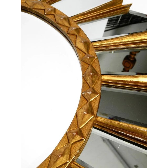 Gold Large Gilded Italian Regency Sunburst Wall Mirror For Sale - Image 8 of 18