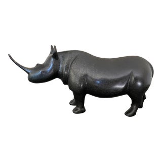 Loet Vanderveen Limited Edition Bronze Rhinoceros Sculpture For Sale