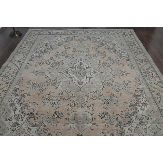 Textile 1970s Vintage Persian Handmade Wool Cotton Orange Area Rug For Sale - Image 7 of 11