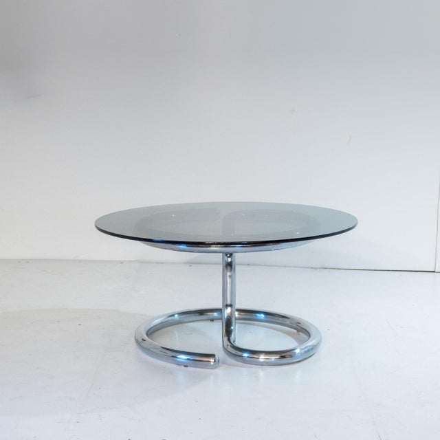 Cobra Coffee Table in Chromed Metal & Smoked Glass from Giotto Stoppino, 1960s For Sale - Image 9 of 14