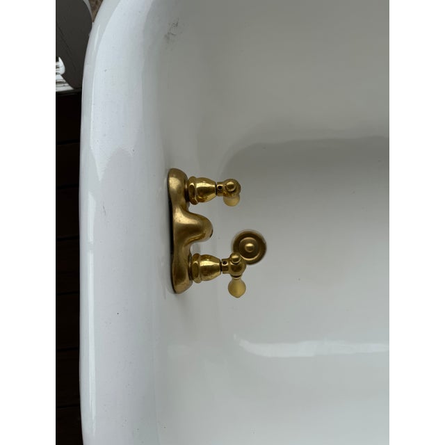 Traditional Vintage Cast Iron Clawfoot Bathtub For Sale - Image 3 of 11