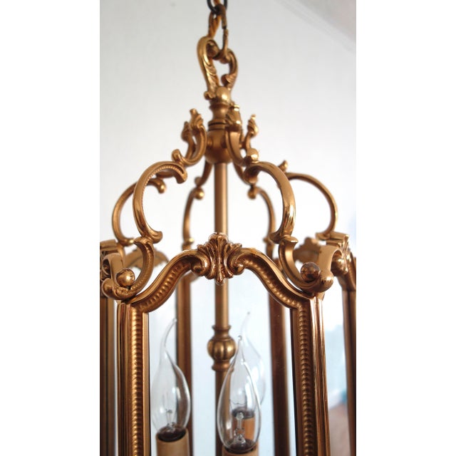 Brass and Glass Lantern Pendant, 1960s For Sale - Image 14 of 17