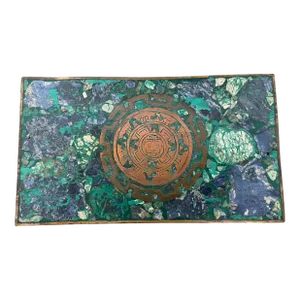 Vintage Mexican Modern Los Castillo Mixed Metal and Stone Box