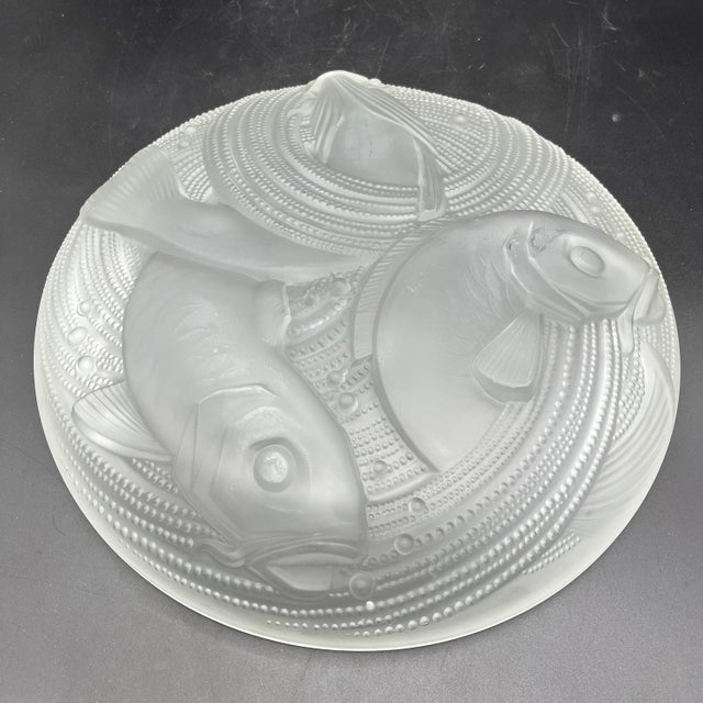 Frosted pressed glass bowl decorated with carp fish. Created by Pierre d’Avesn around 1930. Real name Pierre Girre. Pierre...