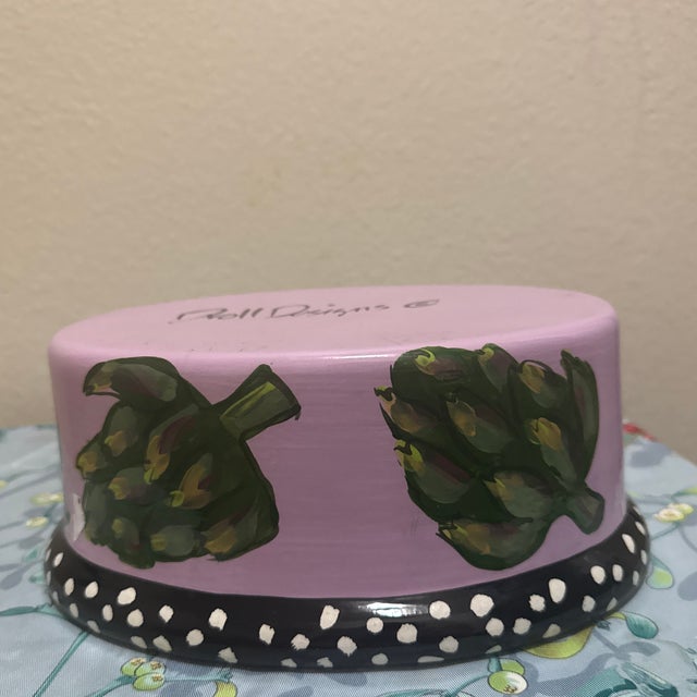 Vintage Droll Designs Hand-Painted Artichoke Ceramic Serving Bowl For Sale In Minneapolis - Image 6 of 7