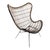 Midcentury Modern Boho Bamboo & Black Scoop Chair For Sale