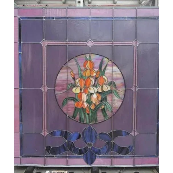 Antique Stain Leaded Floral Glass Window Church For Sale In Cleveland - Image 6 of 10