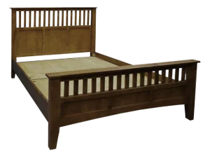 Mission Style Quarter Sawn Oak Bed With Slats - Walnut