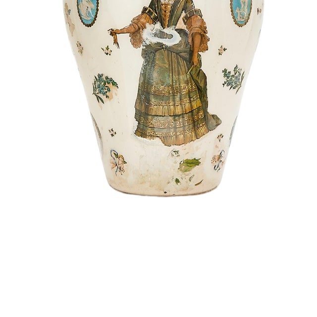 Antique White Early 19th Century Victorian Decalomania Decorative Vase, London For Sale - Image 8 of 11