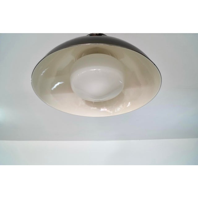 1970’s Hollywood Regency Black Chrome & Brass Ceiling Light Fixture For Sale In Los Angeles - Image 6 of 11