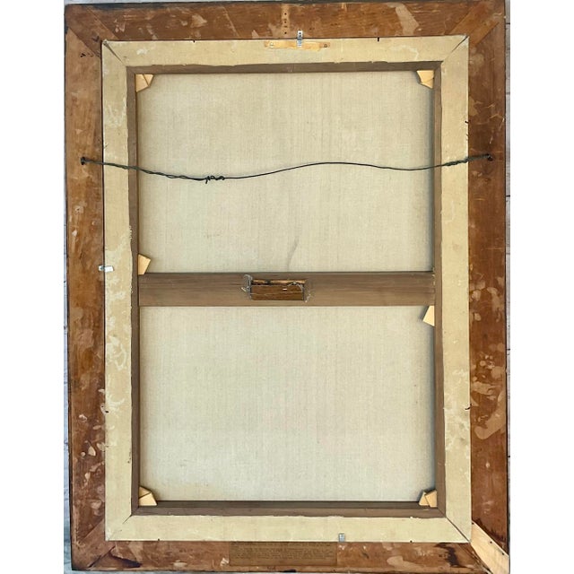 Textile "The Bathing Pool" After Hubert Robert, Oil on Canvas Painting, Framed For Sale - Image 7 of 9