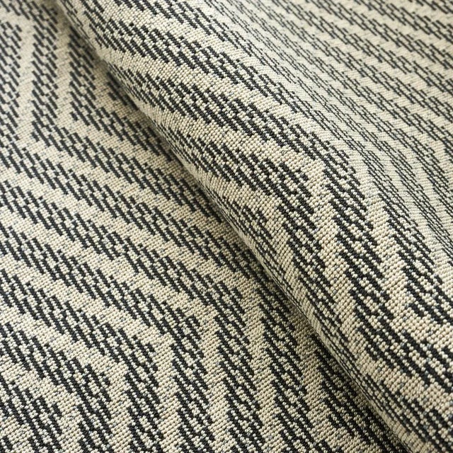 Schumacher Sample - Schumacher x Stephanie Seal Brown Sparre Epingle Fabric in Ivory For Sale - Image 4 of 4