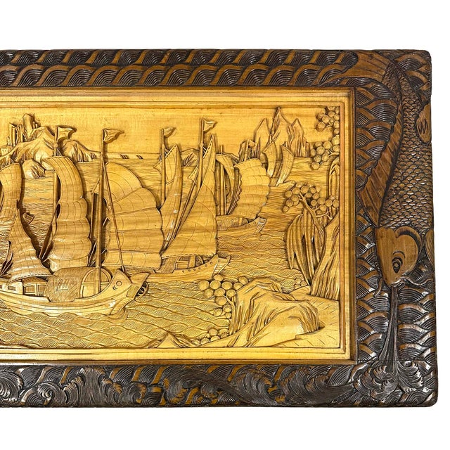 Yellow Early 20th Century Chinese Carved Camphor Wood Hope Chest For Sale - Image 8 of 16