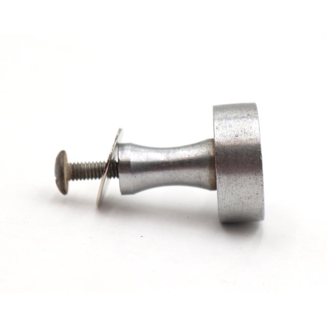 Late 20th Century Pair of Modern 1 In. Brushed Nickel Brass Cabinet Knobs For Sale - Image 5 of 5
