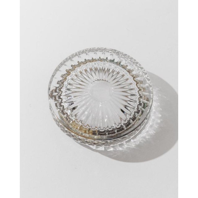 Art Deco Textured Crystal Ashtray with Silver-Plated Rim, 1920s For Sale - Image 10 of 11