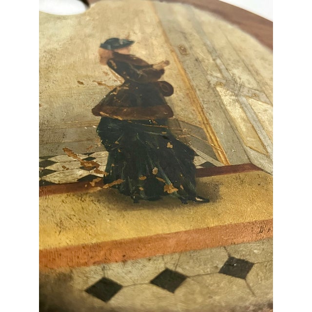 Wood Antique French 19th Century Artist Palette Painting After Edouard Bisson For Sale - Image 7 of 13