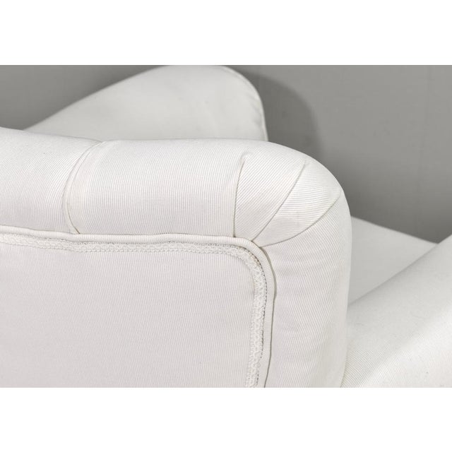 Set of Italian Armchair and Ottoman in White Fabric, Italy, 1940s For Sale - Image 15 of 17