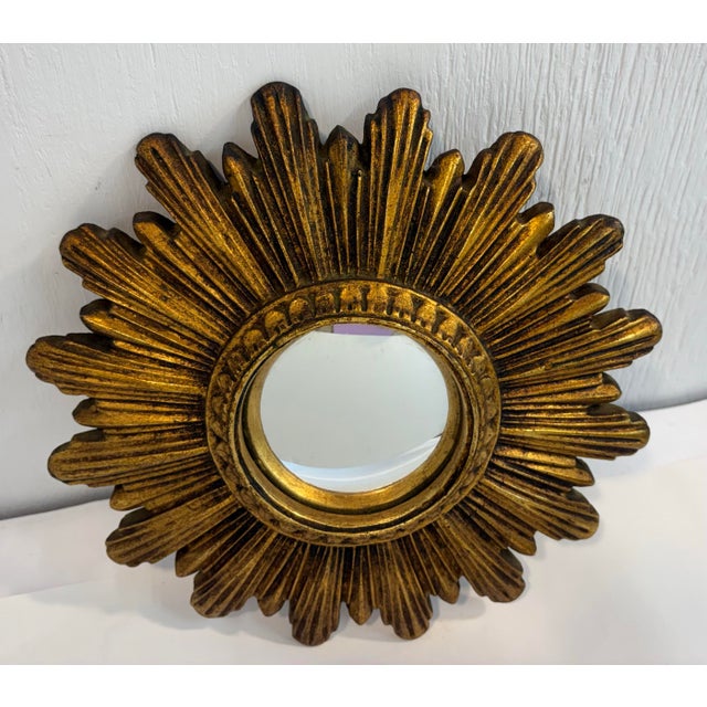 Italian Vintage Sunburst Convex Mirror For Sale - Image 3 of 7