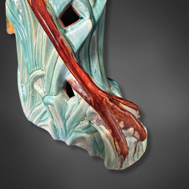 Majolica Ceramic Crane Figure, 1920s-1940s For Sale - Image 3 of 8