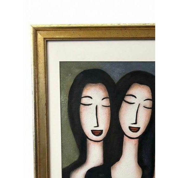 Late 20th Century Modern Expressionist 3 Female Heads Oil on Canvas Signed “Atwood” For Sale - Image 4 of 5