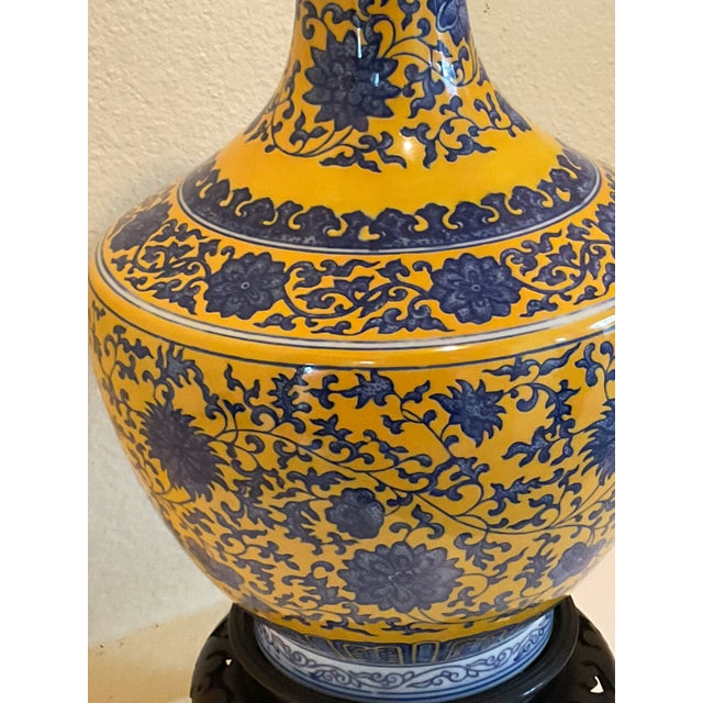 Vintage Chinese Porcelain Mustard-Yellow Glazed Vase For Sale - Image 9 of 12