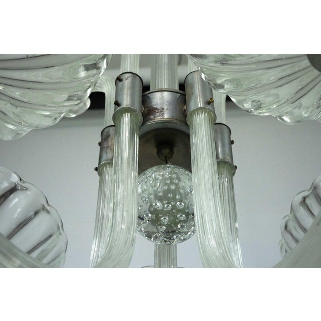 Art Deco Italian Murano Glass Five-Arm Chandelier from Seguso, 1940s For Sale - Image 8 of 16