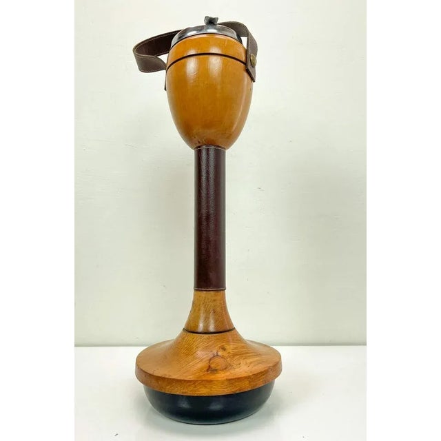 Mid-Century Danish Wood and Leather Standing Ashtray, 1970s For Sale - Image 9 of 13
