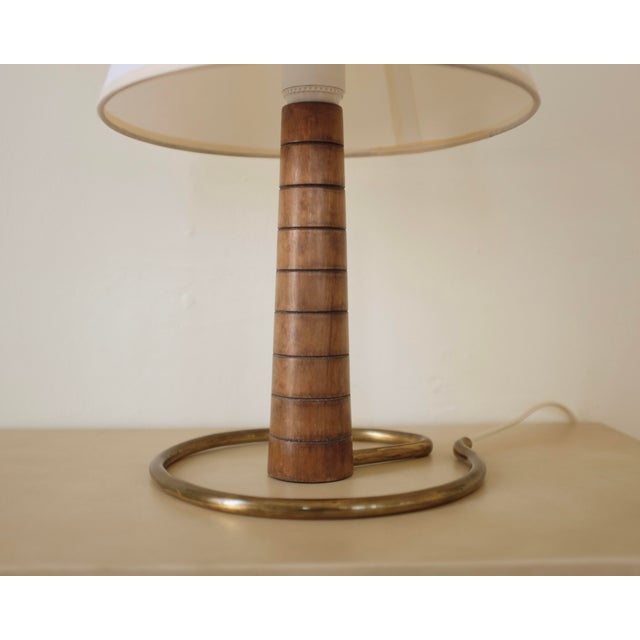 1950s 1950s Wood and Brass Swedish Mid-Century Table Lamp For Sale - Image 5 of 10