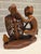 Large 8.5" Mid-Century Balinese Teak Cockfighter With Tripple-Rooster Openwork Cage Masterwork For Sale - Image 4 of 12