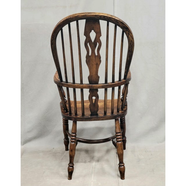 Vintage English Oak and Elm Windsor Chairs - A Pair For Sale - Image 11 of 14