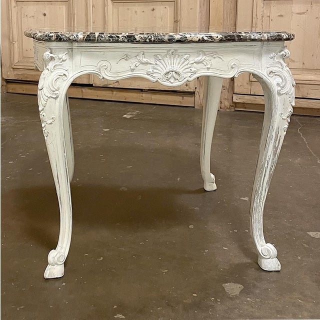19th Century French Regence Painted Marble Top Table For Sale - Image 10 of 14