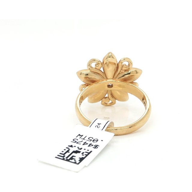 Mid 20th Century Mid 20th Century Kabana Fire Opal Diamond Ring in 14k Yellow Gold Flower Design Size 7.5 For Sale - Image 5 of 7