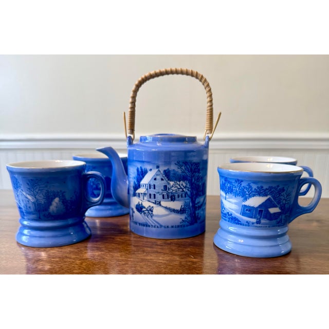Mid 20th Century Currier & Ives Tea Set - Set of 5 For Sale - Image 10 of 12