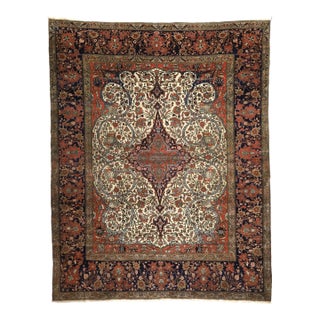 Antique Persian Mohtasham Kashan Rug 7'9" X 9’9” For Sale