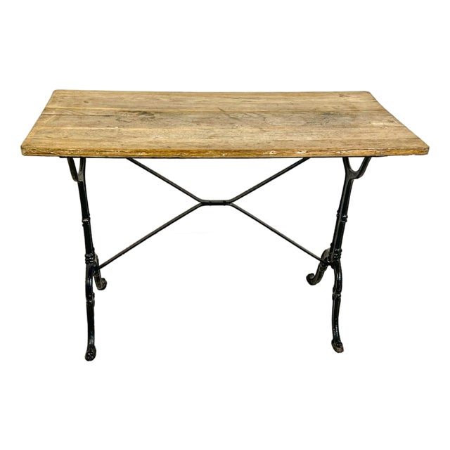 Vintage French Oak and Cast Iron Console Table For Sale