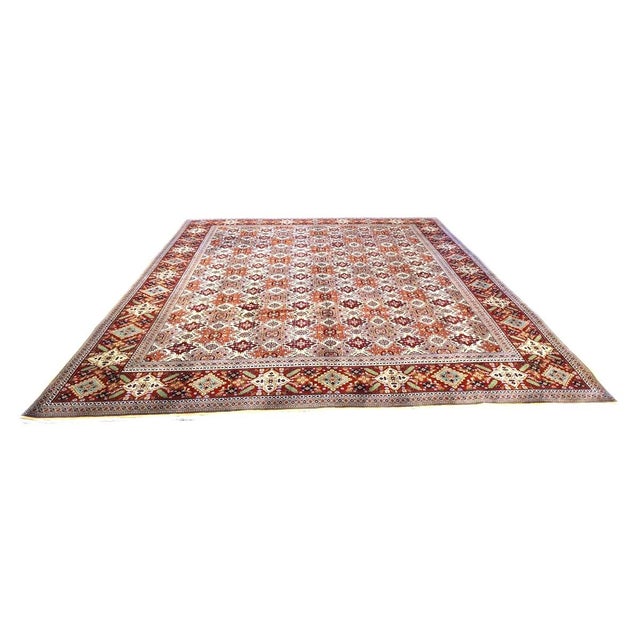 Antique Persian Tabriz Wool 10x13 Red, Blue & Tan Handmade Area Rug #9902188