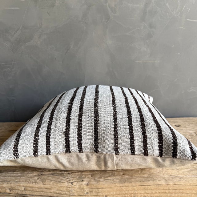 Mid-Century Modern Vintage Rug Pillow Cover With Stripes For Sale - Image 3 of 8