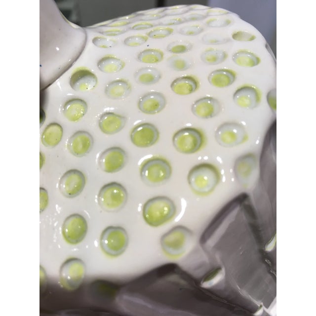 White 1960s Boho Chic White and Pistachio Ceramic Vase For Sale - Image 8 of 9