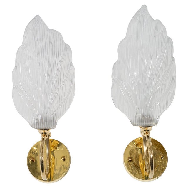 1970s Murano Glass Leaf Sconces - a Pair For Sale - Image 5 of 12