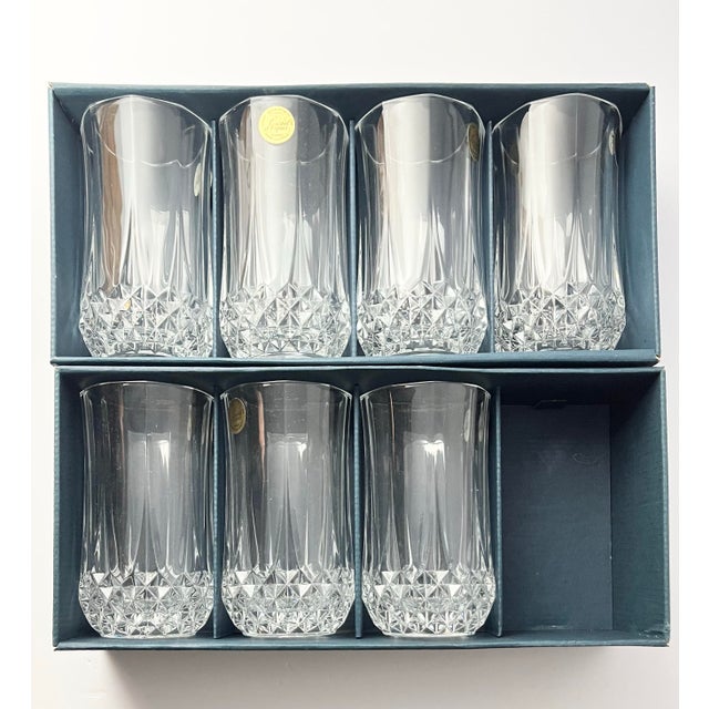 Glass Cristal D’Arques Longchamp Set of 7 Crystal Highball Tumbler Glasses For Sale - Image 7 of 8