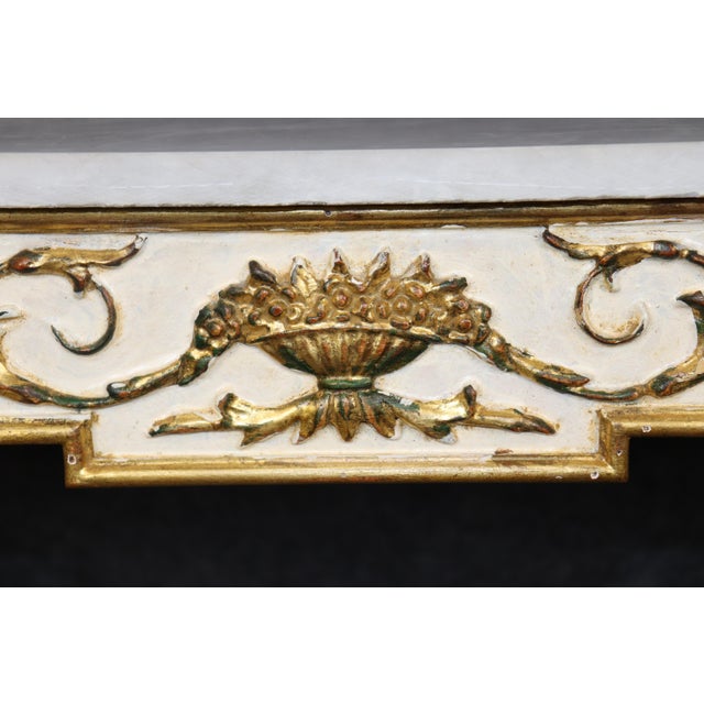 Italian Louis XVI Style Parcel Gilt Marble Top Console Table For Sale - Image 10 of 14