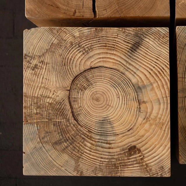 Alabama Sawyer "Hyo" Natural Pine Wood Cube Side Table For Sale - Image 9 of 11